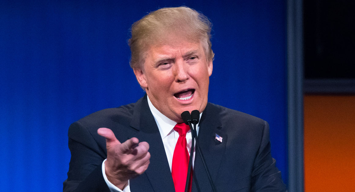 Republican presidential candidate Donald Trump participates in the first Republican presidential debate at the Quicken Loans Arena Thursday, Aug. 6, 2015, in Cleveland. (AP Photo/John Minchillo)