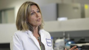 Protein Sciences CEO Manon Cox speaks to a reporter in Pearl River, N.Y., Tuesday, Aug. 18, 2015. Protein Sciences is among the companies working on more vaccine options for the coming flu season. (AP Photo/Seth Wenig)